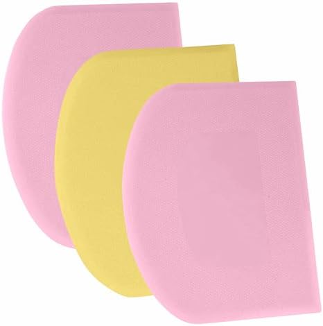 SURDOCA Dough Scraper Bench Scraper - 3P 4.7x3.7" Plastic Flexible Bowl Scraper, Sharp Edge & Angles Cake Scraper. Non-Slip Bakeware Decorating Tools Sculpting & Modeling Tools - Pink+Yellow+Pink by SURDOCA