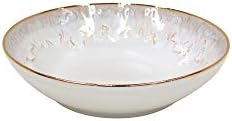 Casafina Ceramic Stoneware Soup & Pasta Bowl - Taormina Collection, White & Gold | Hand-Painted 18-Karat Gold Rim Dinnerware | Food Safe Glazing | Restaurant Quality Tableware by Casafina