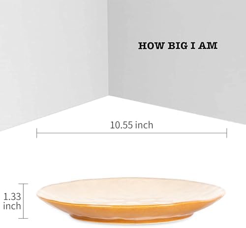 vicrays Ceramic Dinner Plates Set, 10.5 Inch, Set of 6, Round, Microwave, Oven, Dishwasher Safe, Porcelain Fluted Suitable for Steak, Pasta, Pizza, Home, Party, Restaurant (Beige) - Image 2