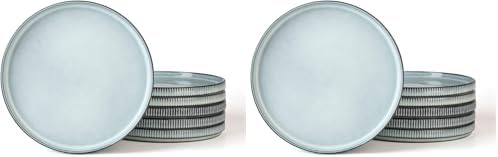 famiware Star Salad Plates for 6, 8 inches Plate Set, Stoneware Dinnerware, Small Dinner Plates for Dessert, Salad, Appetizer, Smoky Blue (Pack of 2) by Famiware