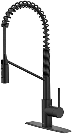 KRAUS Oletto Commercial Style Single Handle Pull Down Kitchen Faucet with QuickDock Top Mount Installation Assembly in Matte Black, KPF-2631MB by Unknown