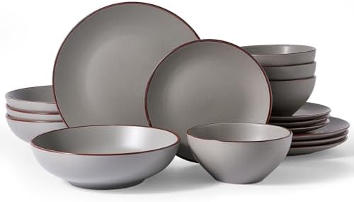 Famiware Venus Stoneware Dinnerware Sets with Pasta Bowls, Dishes Set for 4 by Famiware