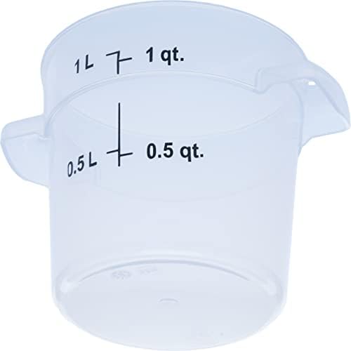 Carlisle FoodService Products Storplus Round Food Storage Container with Stackable Design for Catering, Buffets, Restaurants, Polypropylene (Pp), 1 Quart, Clear - Image 2