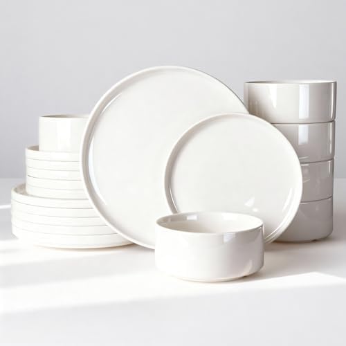 Famiware Porcelain 18-Piece Dinnerware Set, White by Famiware