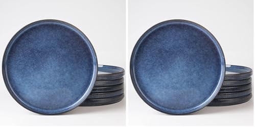 famiware Star Dinner Plates for 6, 10 inches Plate Set, Scratch Resistant, Stoneware Dinnerware, Kitchen Modern Rustic Serving Dishes, Nebulas Blue (Pack of 2) by Famiware