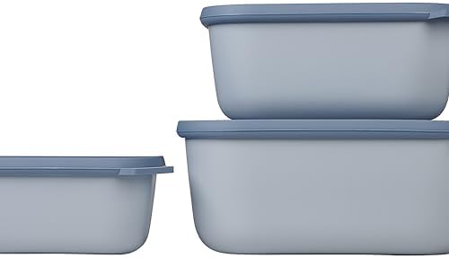 Mepal – Multi Bowl Cirqula 3-Piece Set – Food Storage Container with Lid - Suitable as Airtight Storage Box for Fridge & Freezer, Microwave Container & Servable Dish - 750, 1500, 3000ml - Nordic Black by MEPAL