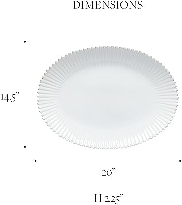 Costa Nova Ceramic Stoneware 20'' Oval Platter - Pearl Collection, White | Microwave, Dishwasher, Oven & Freezer Safe Dinnerware | Food Safe Glazing | Restaurant Quality Serveware - Image 2