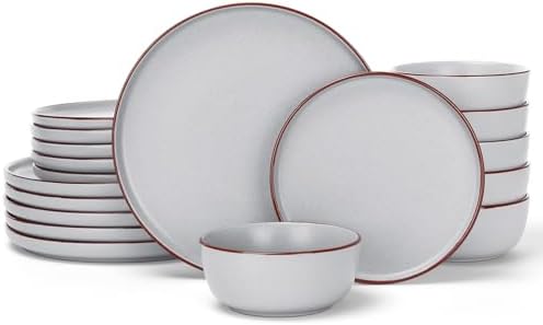 Famiware Mercury 18-Piece Stoneware Dinnerware Set,Light Grey by Famiware
