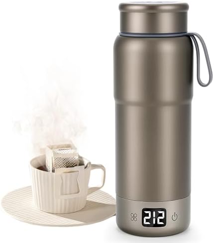 Pure Titanium Travel Kettle,Dual Voltage Portable Electric Kettle 110V-240V Smart Small Water Boiler for Tea & Coffee,12 Temperature Control,Auto Shut Off & Boil Dry Protection (Gray,520ML) by YANWEI