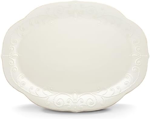 Lenox French Perle White Oval Stoneware Serving Platter by Lenox