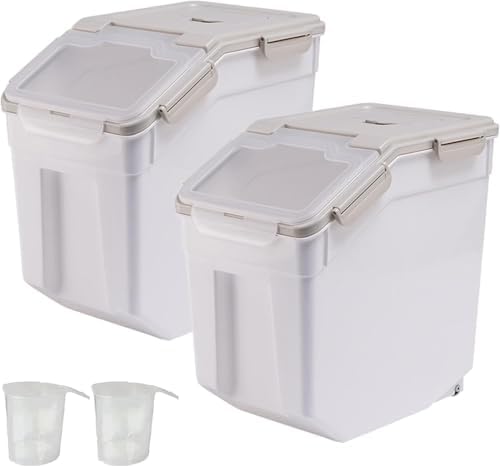AnRui Dog Food Storage Container 30 Lb Rice Flour Bin with Wheels, 2 Pcs by AnRui