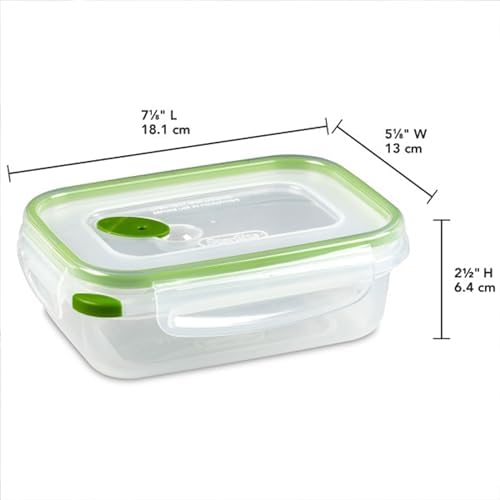 Sterilite Ultra-Seal 3.1 Cup Rectangle, Airtight Food Storage Container, Latching Lid, Microwave and Dishwasher Safe, Clear With Green Gasket, 18-Pack - Image 2