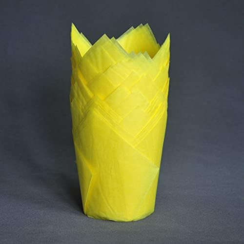 QLSmypkg Large Greaseproof paper Wrappers Muffin Baking cupcake cups liners, 2-1/4" x 4" Natural,Red,Yellow 3 colours in a box Tulip Baking Cups Holders 125 pcs (Large) (125, Multi Red,Yellow,Natural) - Image 6
