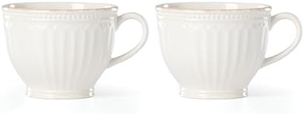Lenox French Perle Groove 2-Piece Latte Mug Set, 2.30 LB, White by Lenox