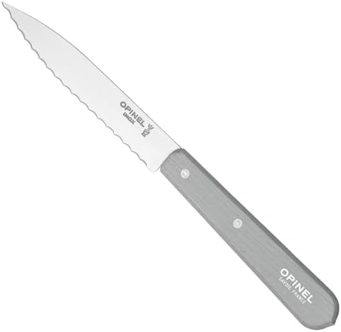 OPINEL Les Essentials - Small Kitchen 4 Piece Knife Set - Paring, Serrated, Peeler, Vegetable Knife, Corrosion Resistant High Carbon Steel, Made in France (Art Deco) - Image 5