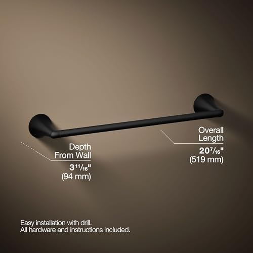 Kohler 35931-BL Buckley™ 18" towel bar, Matte Black - Image 5