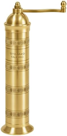 Brass Salt Grinder, 9 Inch Gold Manual Salt Mill with Ceramic Core by Unknown