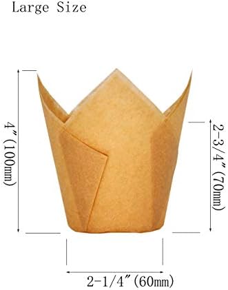 QLSmypkg Large Muffin Greaseproof paper Baking cupcake cups, 2-1/4" x 4" Natural Tulip Baking Cup Case of 125 pcs (Large size) (125) - Image 2