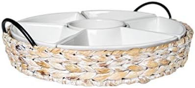 Ceramic Serving Trays, RANDEFURN Serving Platters with 6 Removable Dishes, Serving Tray for Parties, Food Tray 15.5 x 15.5 Inches, Perfect for or Chips,Whitewash - Image 3