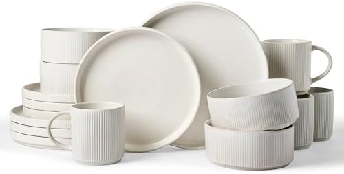 Famiware Star Dinnerware Sets with Mugs, Ceramic Plates and Bowls Set for 4 by Famiware