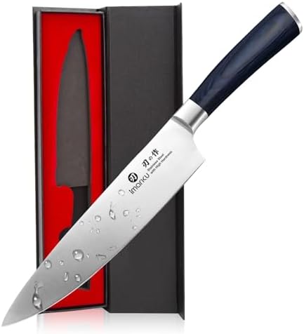 imarku 8 Inch Japanese High Carbon Gyutou Chef Knife, Blue Pakkawood Handle by imarku