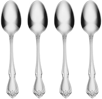 Oneida True Rose Teaspoons Silverware Set for 4, Flatware by Oneida