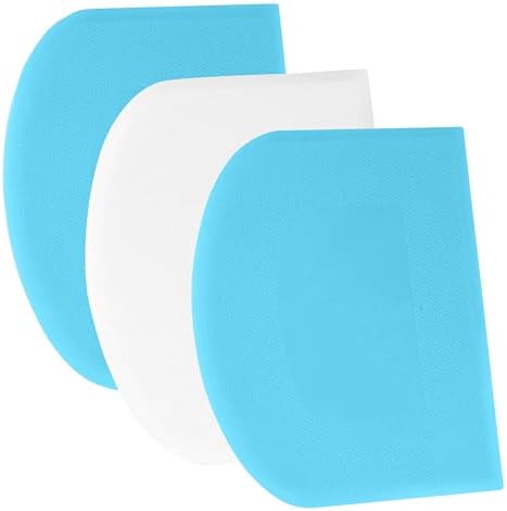 SURDOCA Dough Scraper Bench Scraper - 3P 9.5x6.1" Plastic Flexible Bowl Scraper, Sharp Edge & Angles Cake Scraper. Non-Slip Bakeware Decorating Tools Sculpting & Modeling Tools - Blue+White+Blue by SURDOCA