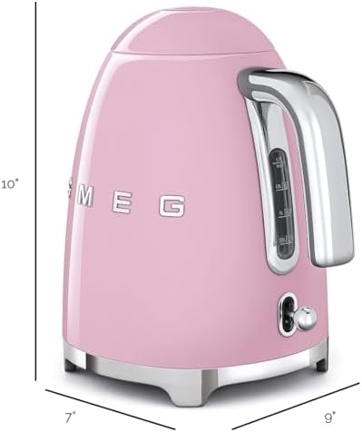 SMEG 50's Retro Style Electric Water Kettle with Automatic Shutoff, Removable Base, and Water Indicator, KLF03PKUS, Pink - Image 3