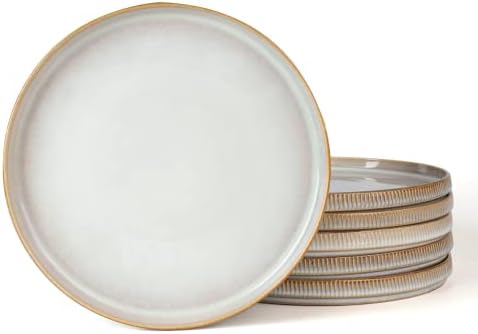 famiware Star 10/8 inches Salad Plates Set for 6, Cappuccino White by Famiware
