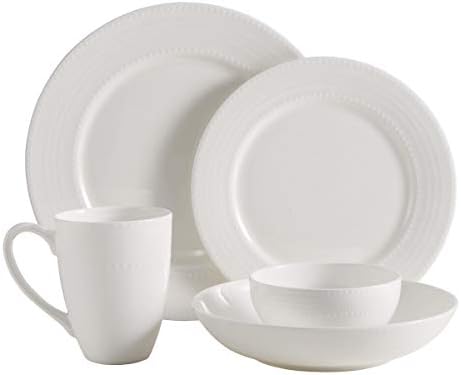 Mikasa Annabelle Bone China Dinnerware Set, 40-Piece Service for 8, White Hobnail Detail, Dinner Plates, Salad Plates, Bowls and Mugs, Dishwasher and Microwave Safe - Image 2