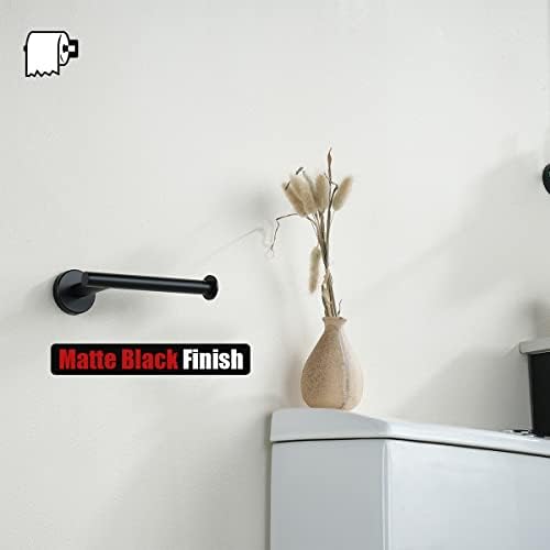 JQK Bathroom Hardware Set Black, 5-Piece Bath Accessories Set Wall Mount Includes 24 in Towel Bar, Towel Ring, Toilet Paper Holder, 2 Towel Hooks, BAS125-PB - Image 5