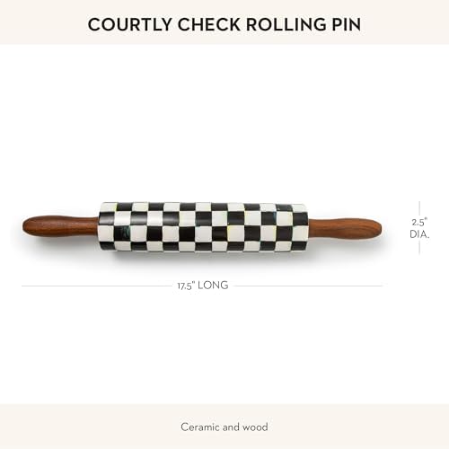 MACKENZIE-CHILDS Ceramic Rolling Pin, Black-and-White Courtly Check - Image 4
