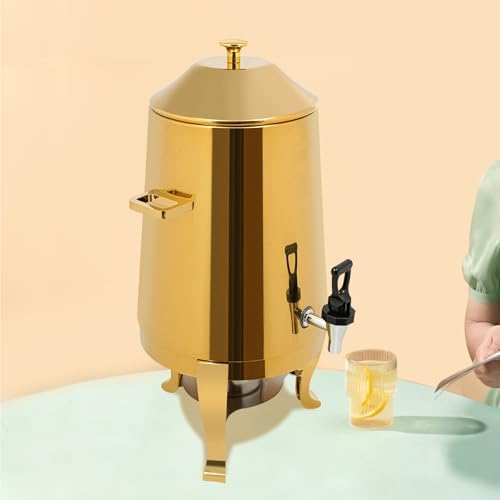 3.43Gallon Stainless Steel Hot Beverage Dispenser,Coffee Chafer Urn with Spigot&Fuel Holder,Cold&Hot Drinks Dispenser for Milk Coffee Tea Juice - Parties Catering Buffet Event (Gold) - Image 3