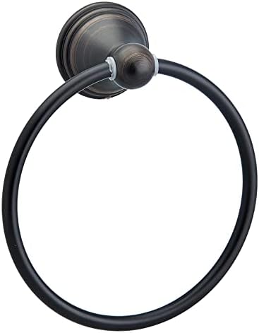 Amazon Basics Modern 5 Piece Bathroom Hardware Set, Oil Rubbed Bronze, Towel Bar, Toilet Paper Holder, Towel Ring, Robe Hook - Image 2