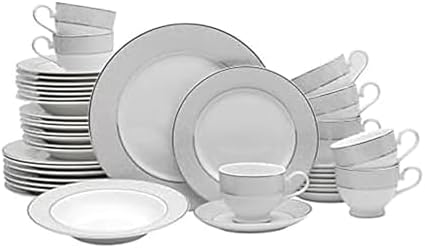 Mikasa Parchment 40-Piece Dinnerware Set, Service for 8, Durable Porcelain Plates, Bowls, and Mugs with Contemporary Design, Dishwasher Safe by Mikasa