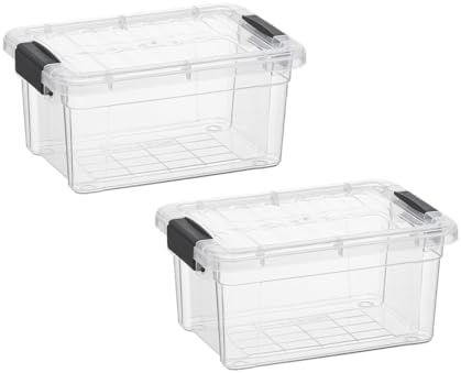 Superio Storage Bins with Lids, Clear Plastic Containers for Organizing, Stackable Totes, BPA Free, Odor Free, Organizer Boxes for Home, and Dorm (2 Pack, 3.4 Quart) by Superio