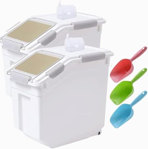 Saim 25lb Flour/Rice Storage Container with Rolling Casters（Gray） by Saim