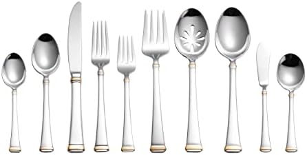 Mikasa Harmony 65-Piece Flatware Set for 12, 18/10 Stainless Steel Silverware with Gold Accent Handles, Service for 12 with Serving Utensils, Dishwasher Safe - Image 6