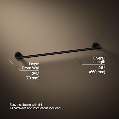 Kohler 27287-BL Elate® 24" Towel bar, Matte Black - Image 4