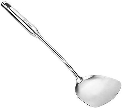 Wok Spatula,Stainless Steel,Long Handle Wok Utensils,Silver/14.7Inch by GXONEHomeKitchen