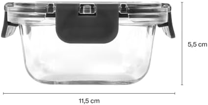 Zyliss Glass Food Storage Container 12.5oz,Shatter Resistant Borosilicate Glass,Airtight Leakproof Tritan Lid,BPA Free, Microwave, Freezer & Dishwasher Safe. 39qt (6.2 x 4.7 x 2.2), 0.37 L (Pack of 4) - Image 3