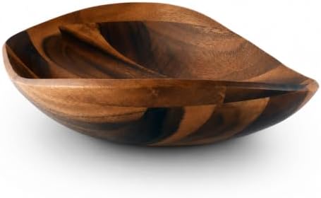 Arthur Court Wave Pattern Large Acacia Wood Salad Bowl - Modern Centerpiece for Fruits and Salads - 19 x 12 x 4 Inches by ArthurCourt