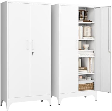 Letaya 71" H Metal Storage Cabinet with 2 Doors and 4 Shelves,Tall Kitchen Pantry Cabinets,Utility Pantry Organizers for Cupboard/Dining/Bathroom/Home Office/Garage, Steel Tool Cabinets by LetayaMetalCabinets