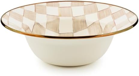 MACKENZIE-CHILDS Serving Bowl, Brown-and-White Mocha Check by Unknown
