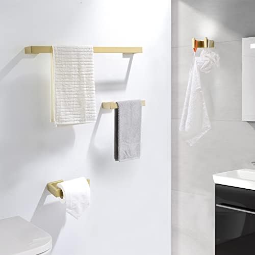 Gold Towel Bar Set 4 Pieces Bathroom Hardware Set Wall Mounted Stainless Steel,Towel Bar+Towel Holder+Towel Hook+Toilet Paper Holder,23.6 inch - Image 6