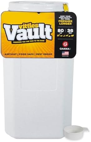 Vittles Vault Traditional Dog and Cat Food Container + Scoop, Gray, 80lbs by Gamma2