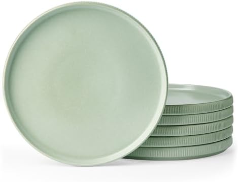 famiware Star 10/8 inches Salad Plates Set for 6, Matte Green by Famiware