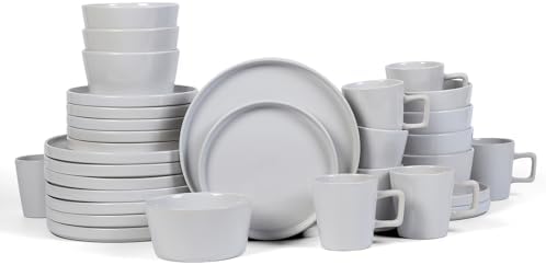 Stone Lain Celina Stoneware 32-Piece Dinnerware Set, White Glossy, Service For 8 by Unknown