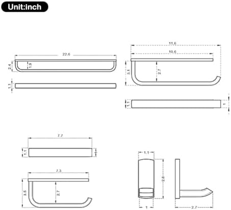 WINCASE Bronze Bathroom Accessories, Oil Rubbed Towel Bar Set 24 Inch, Hardware 4 Pieces ORB Towel Rod Toilet Paper Holders Robe Hook Wall Mounted - Image 6