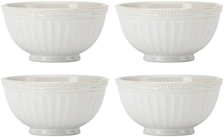 Lenox French Perle Groove White All-Purpose Bowls, Salad Bowl Set for 4 by Lenox